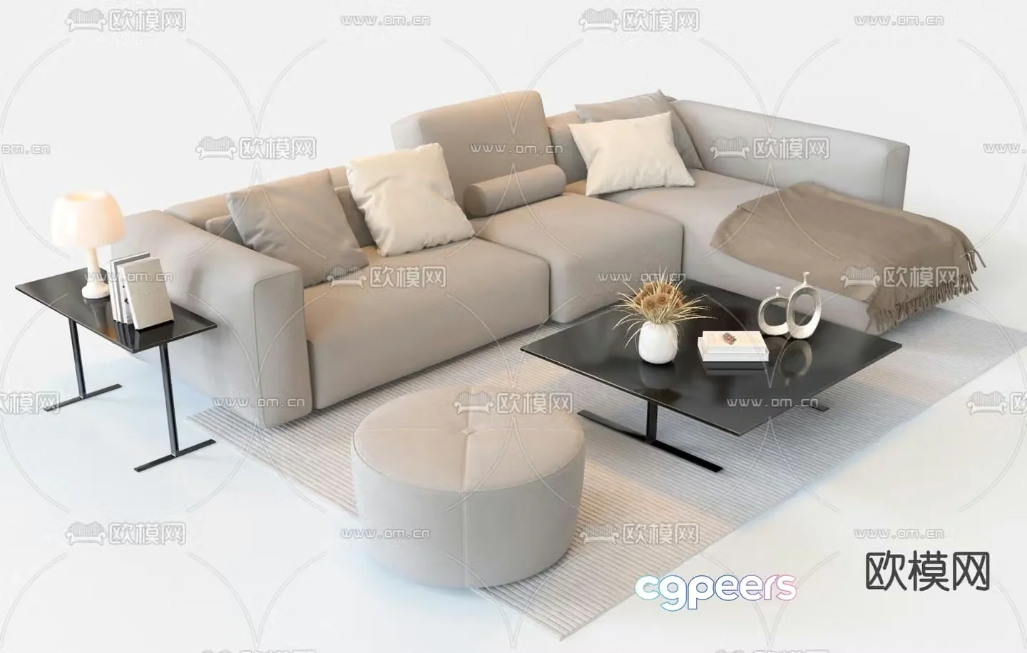 Italian Poliform off-white modular sofa 3d model