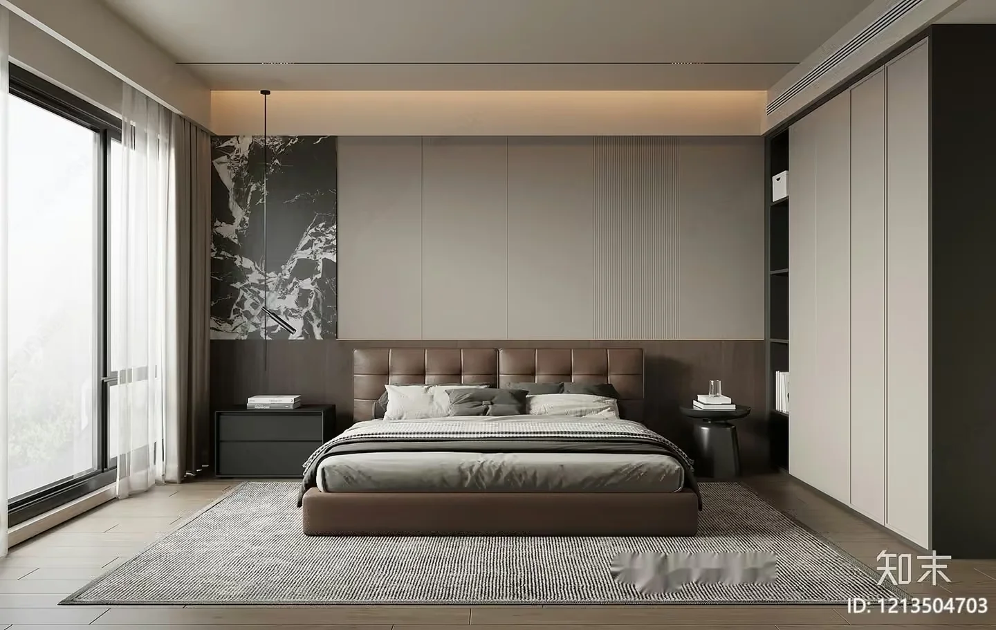 Modern Minimalist Bedroom 3D Model – 5054 – VRAY Render