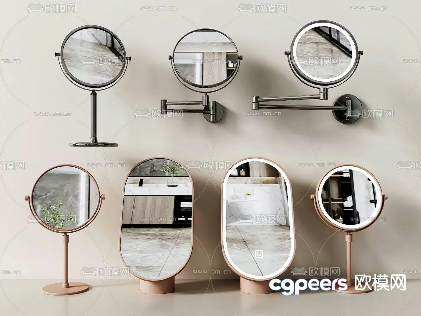 Mirror Makeup Mirror Vanity Mirror Telescopic Mirror 3D Model