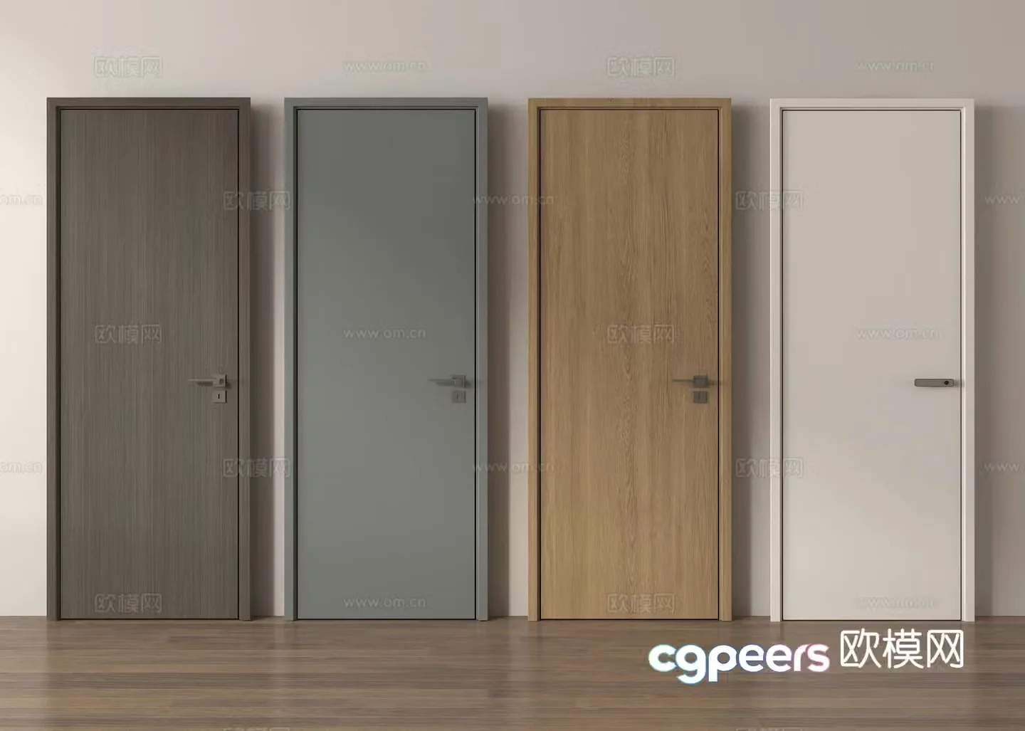 Modern wooden door entrance door entrance door single-open door bedroom door 3D model