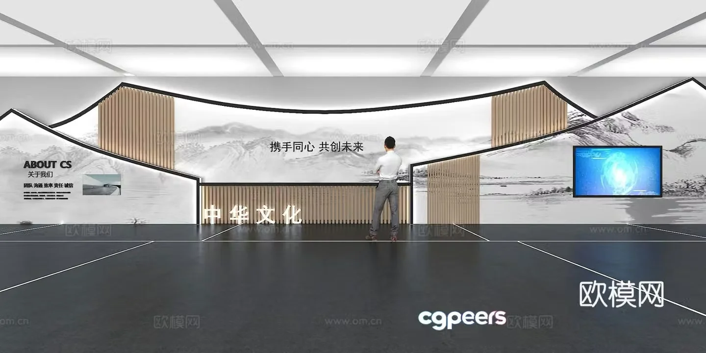 Cultural wall Corporate culture wall Display wall Classroom Exhibition hall Campus culture Corridor 3D model
