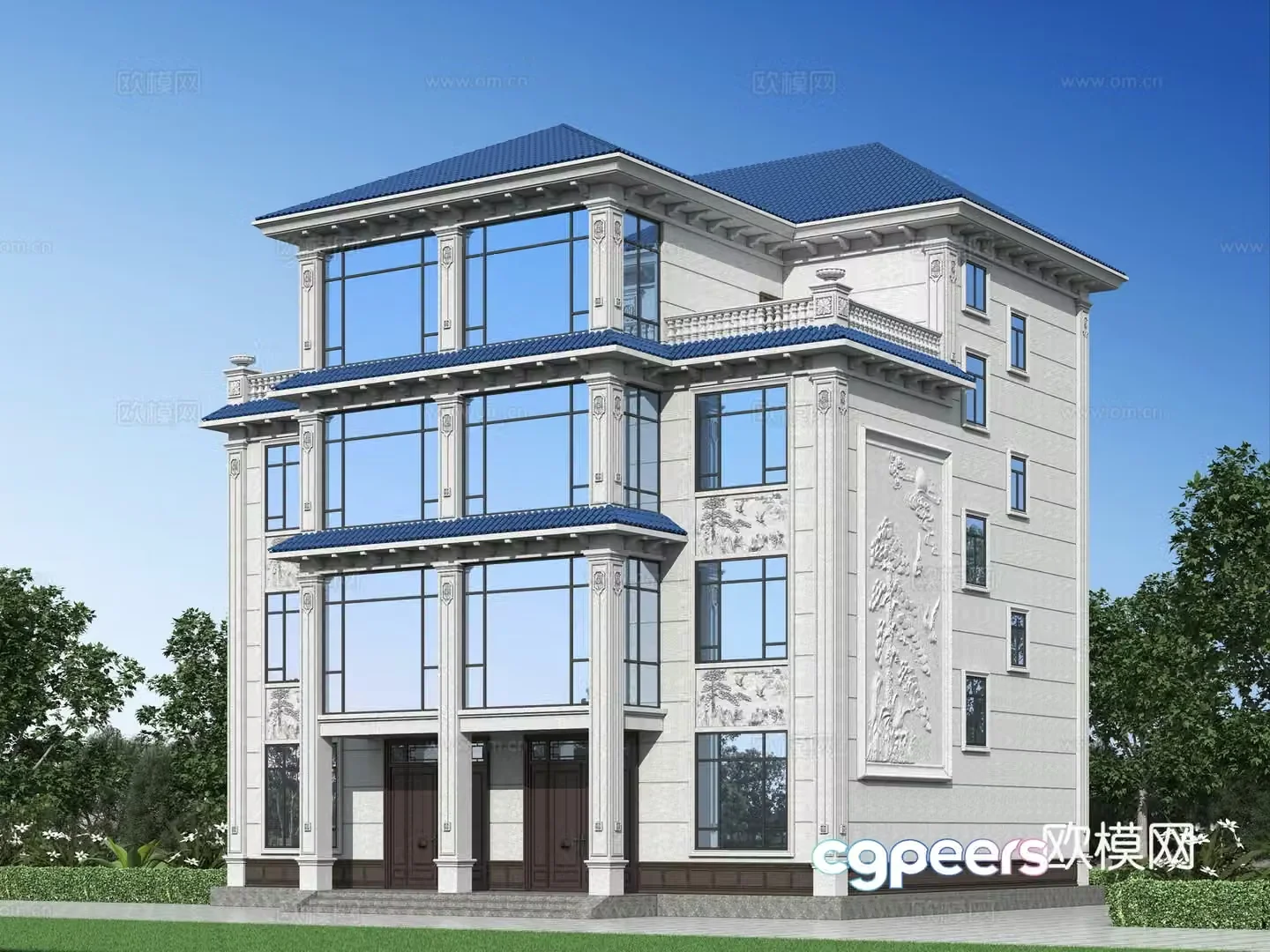 European style single-family villa 3D model