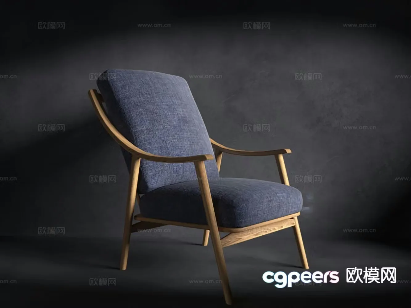 Modern solid wood chair tea chair leisure chair 3d model