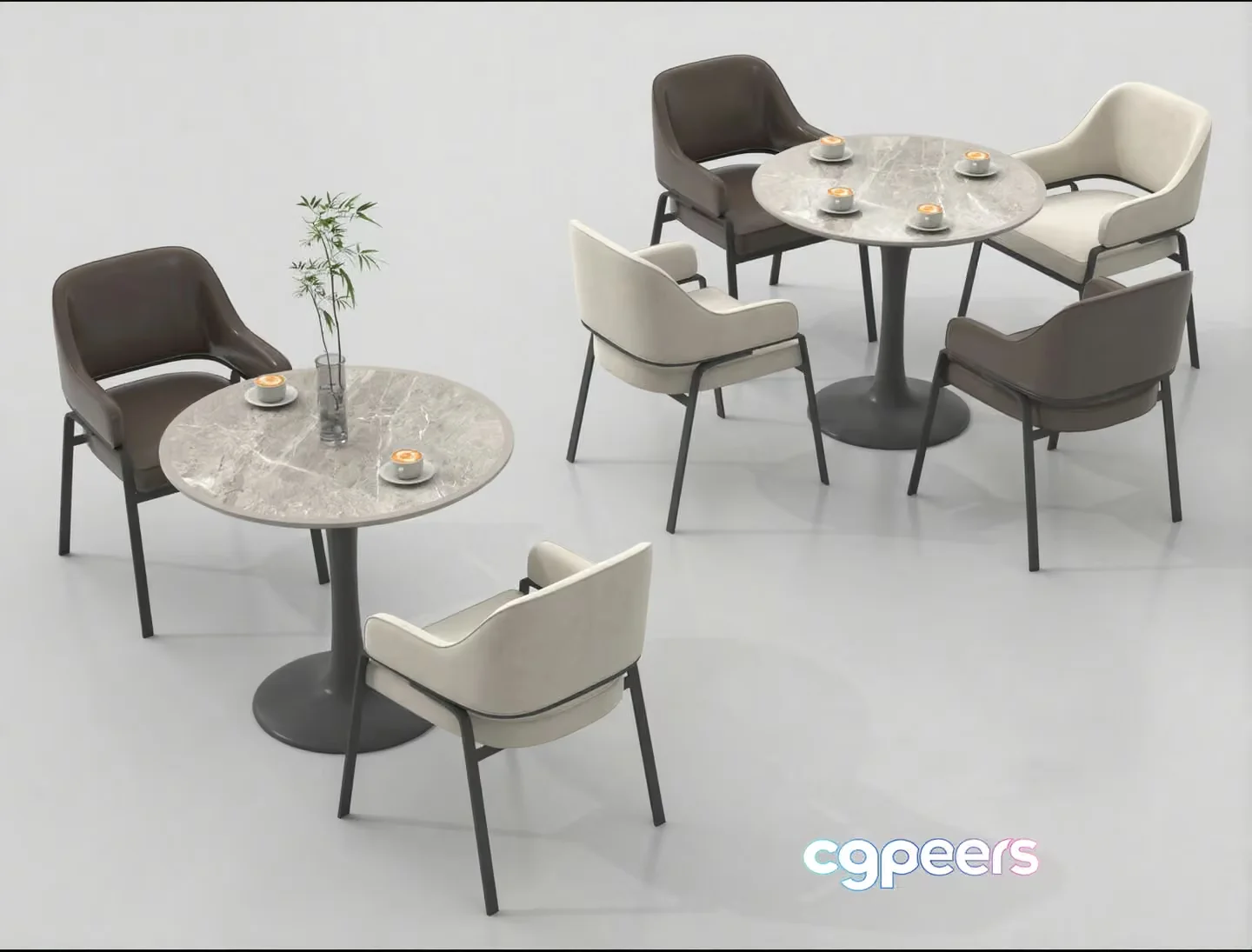 Modern Dining Set 3D Model – 7080 – VRAY Render