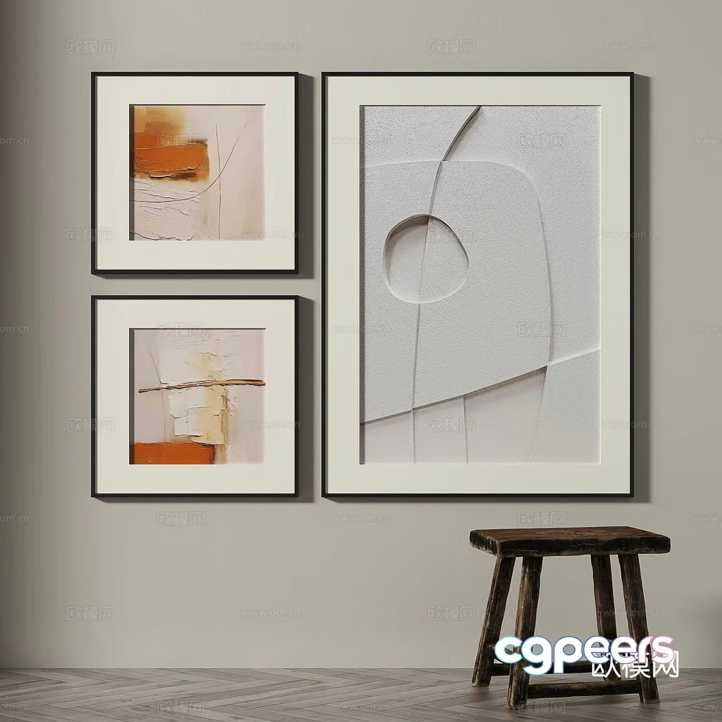 Wabi-sabi texture painting decorative painting 3d model