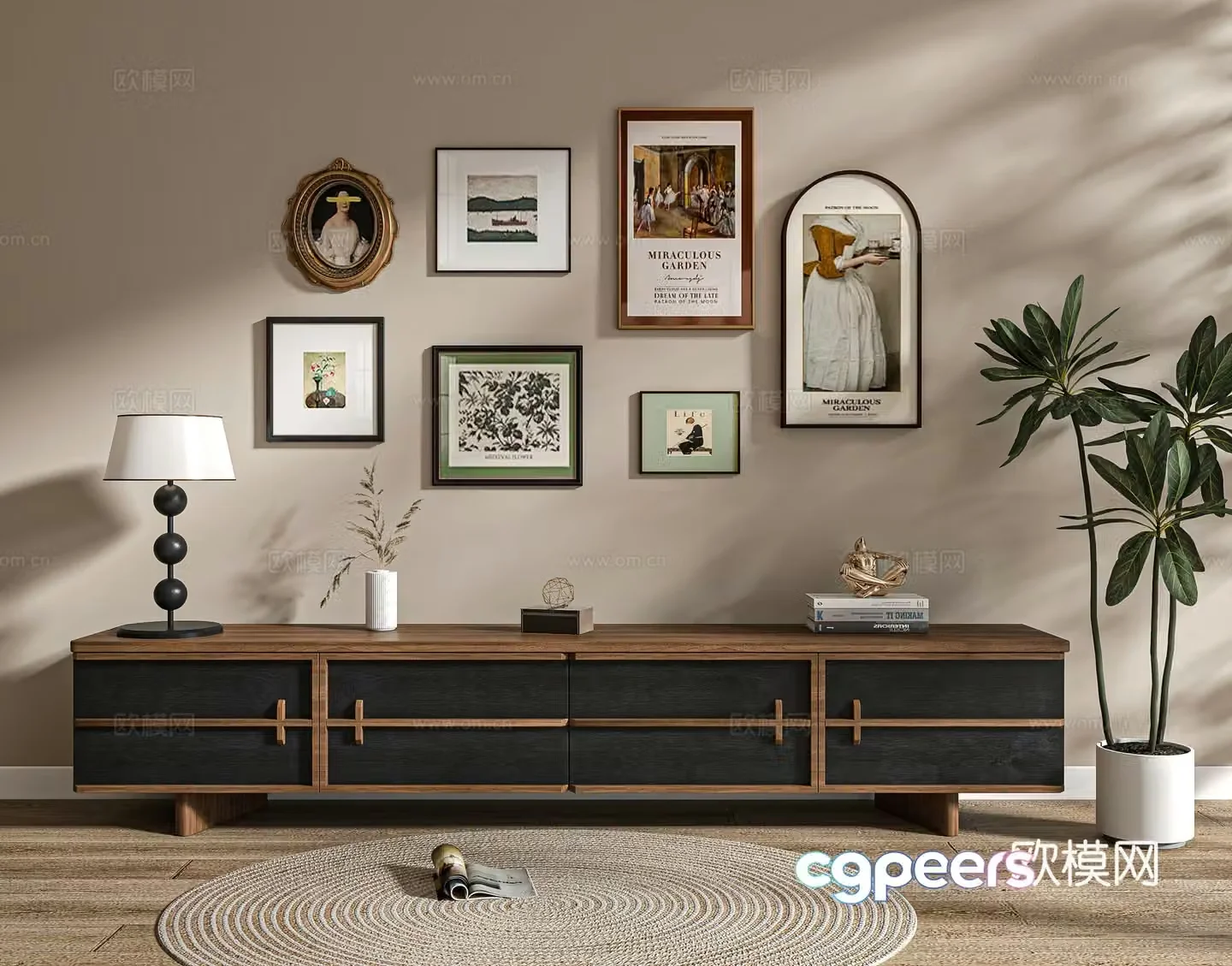 Middle-aged TV cabinet 3D model