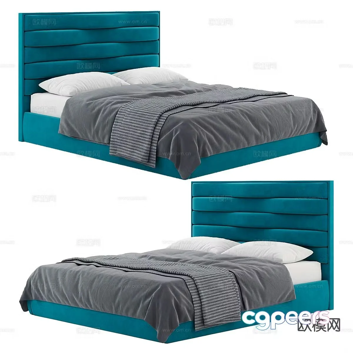Modern double bed 3d model