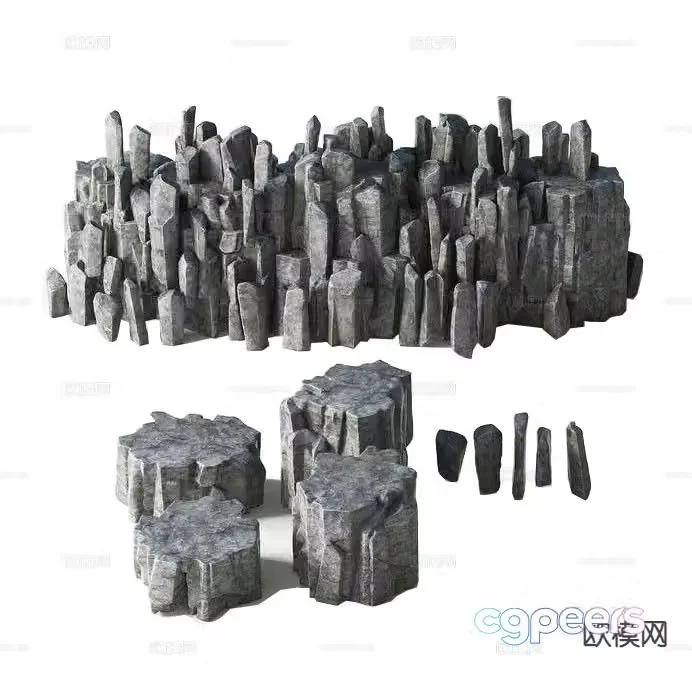 Modern courtyard stone rockery and water landscape stone modeling stone 3D model
