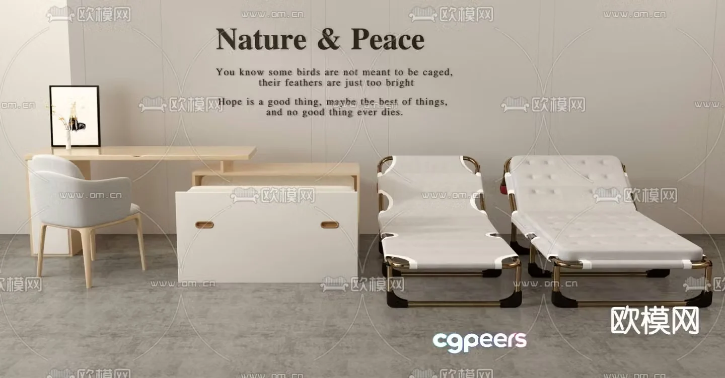 Office rest bed folding bed single bed 3d model