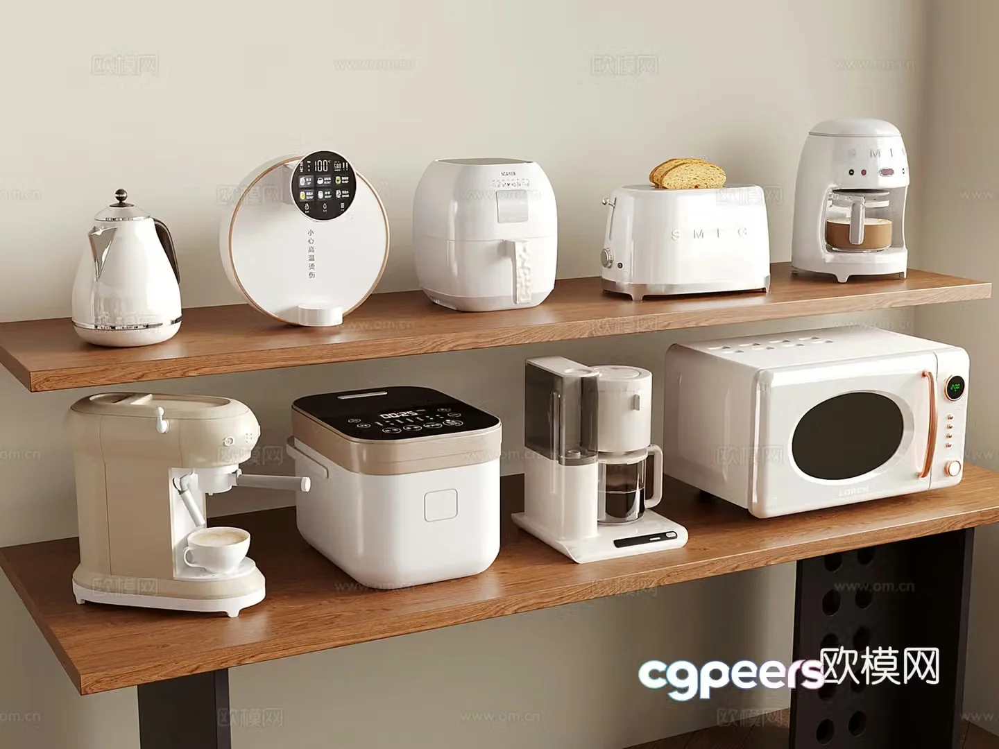 Modern kitchen appliances small household appliances oven coffee machine rice cooker bread machine 3d model