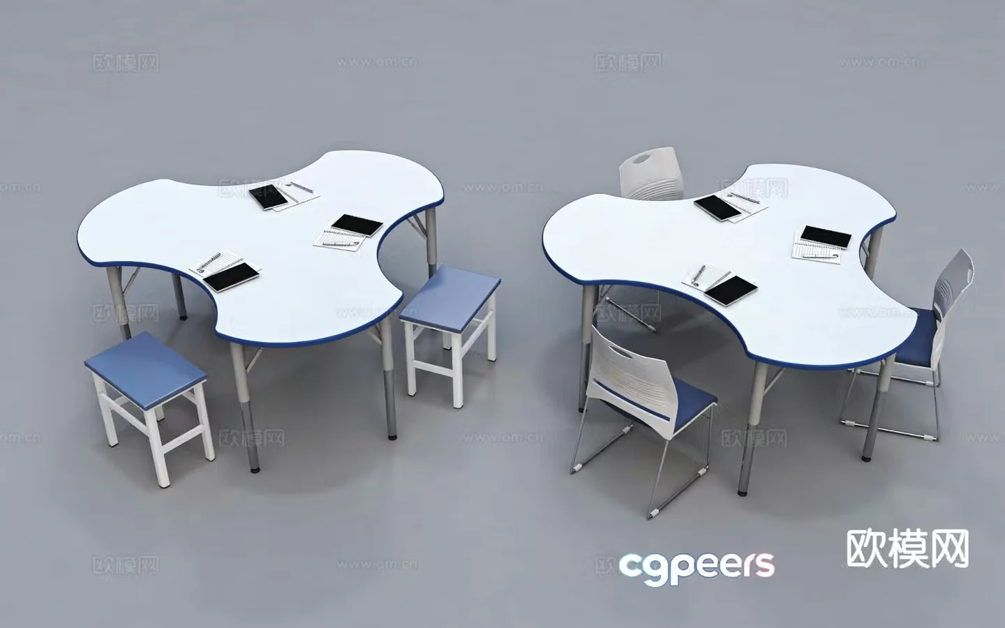 Modern conference table discussion table and chairs 3d model