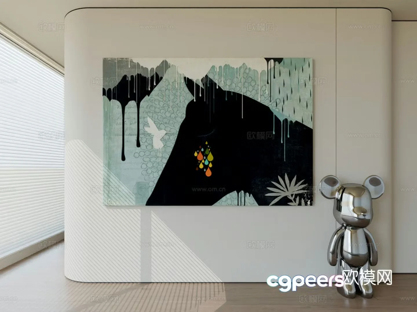 Modern minimalist hanging painting abstract art hanging painting 3d model