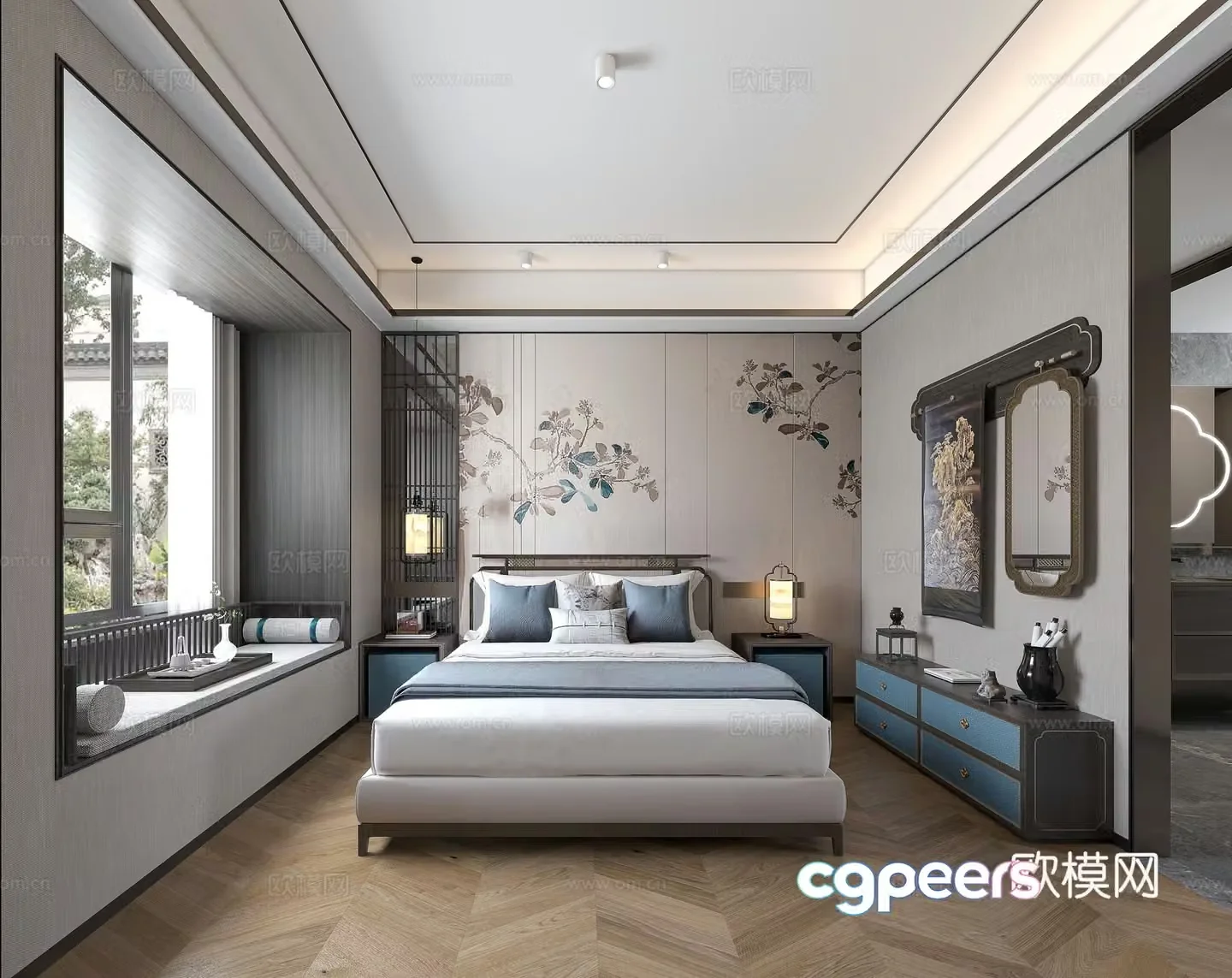 New Chinese style bedroom master bedroom 3D model