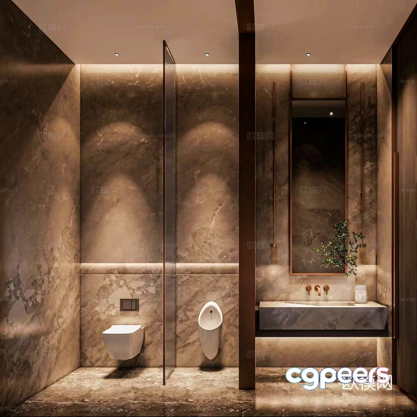 Public bathroom Hotel bathroom Wet and dry bathroom Washing table 3D model