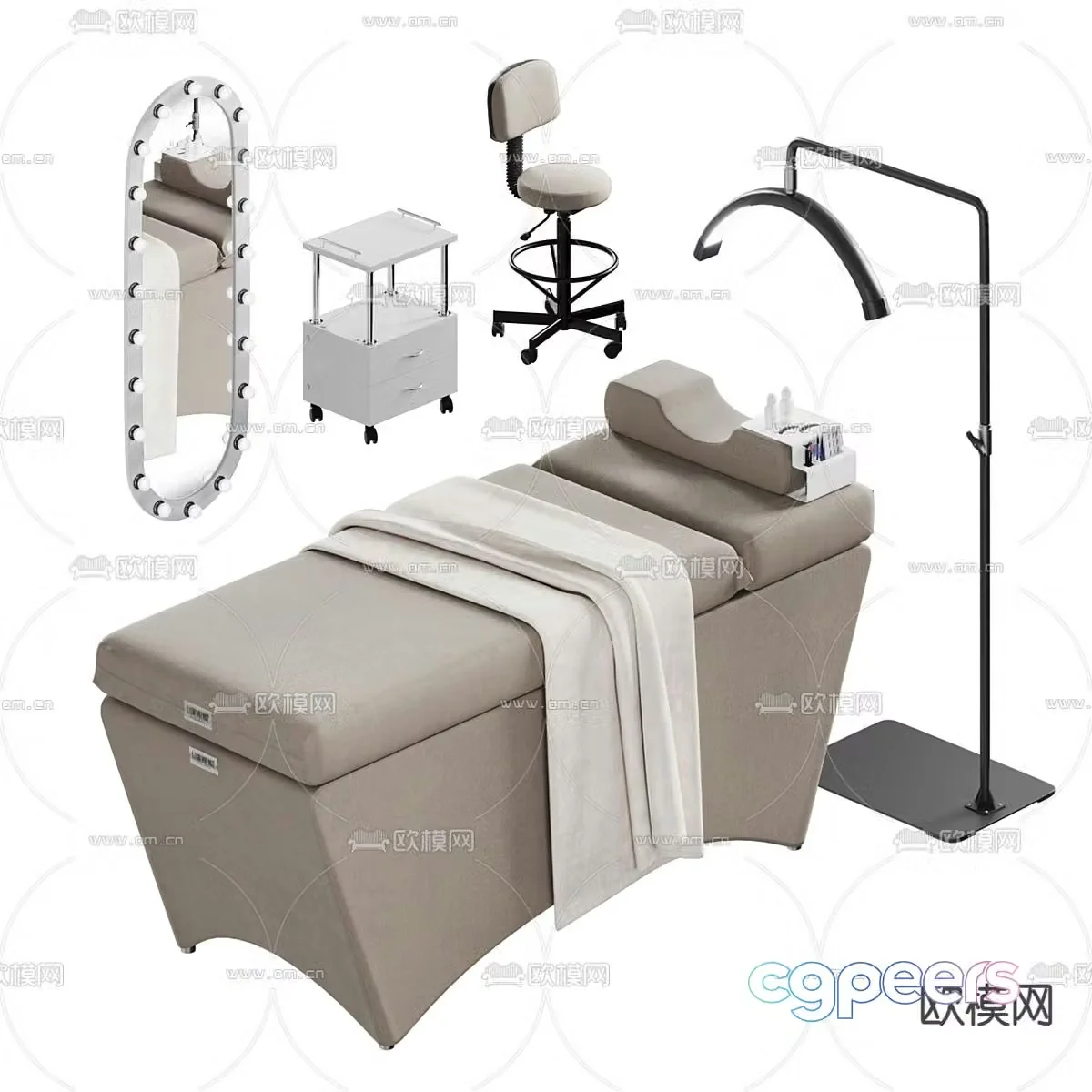 Beauty bed massage bed nursing bed physiotherapy bed 3d model
