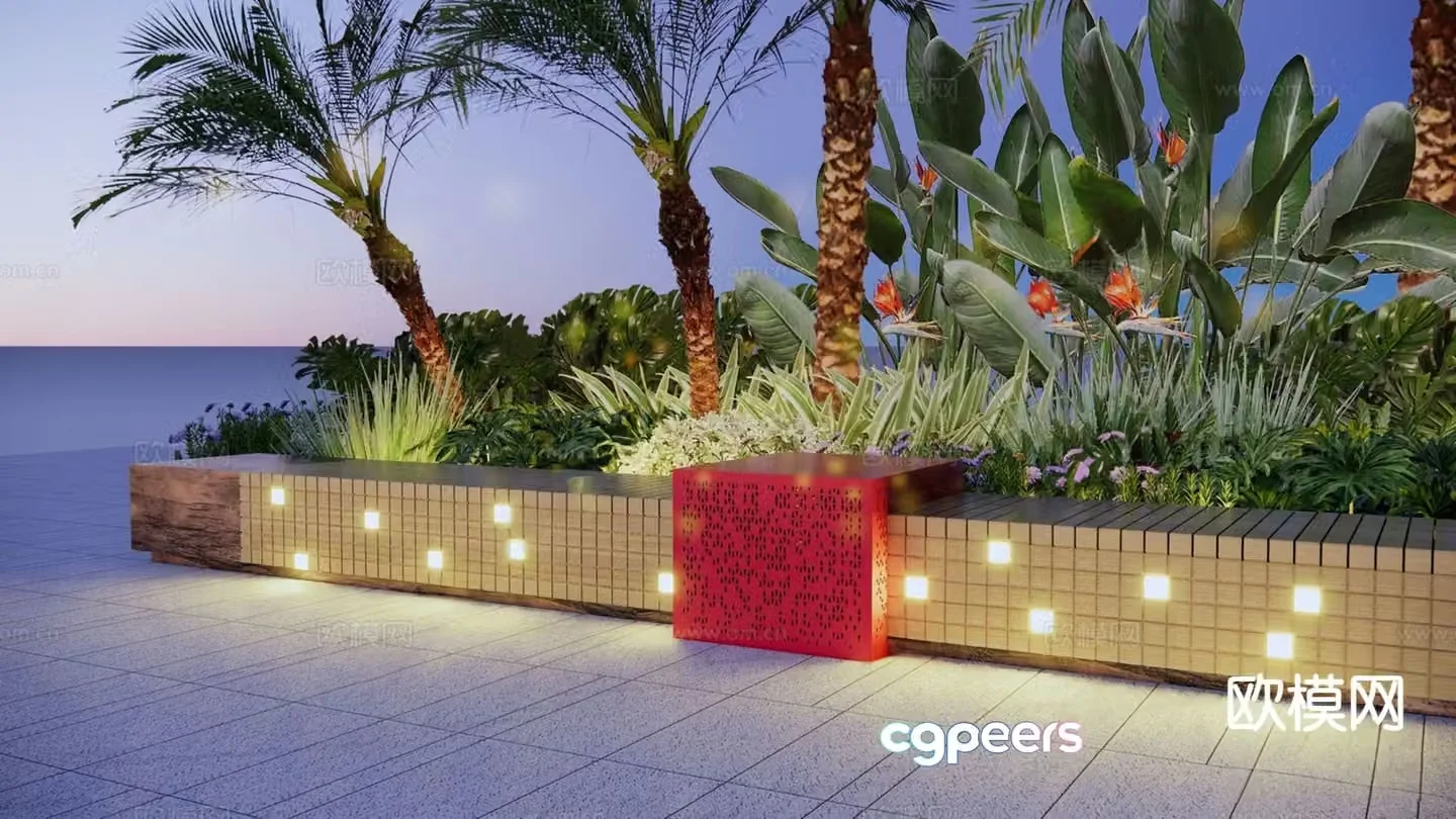 Modern landscape seat landscape seat landscape bench 3d model