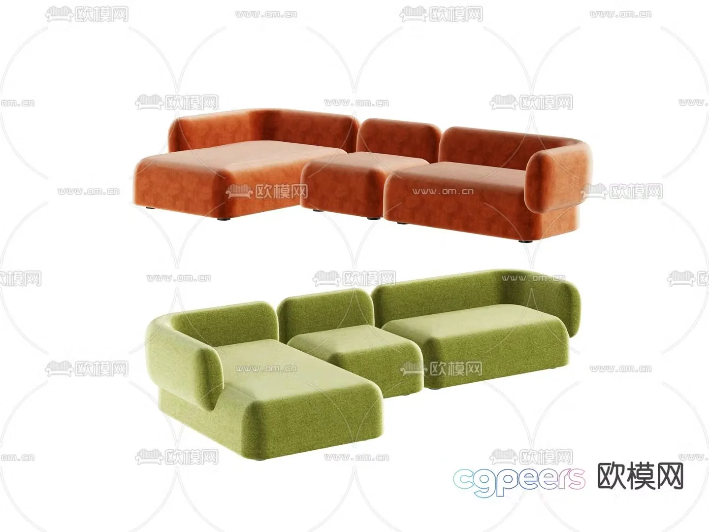 Modern multi-person sofa corner sofa 3d model