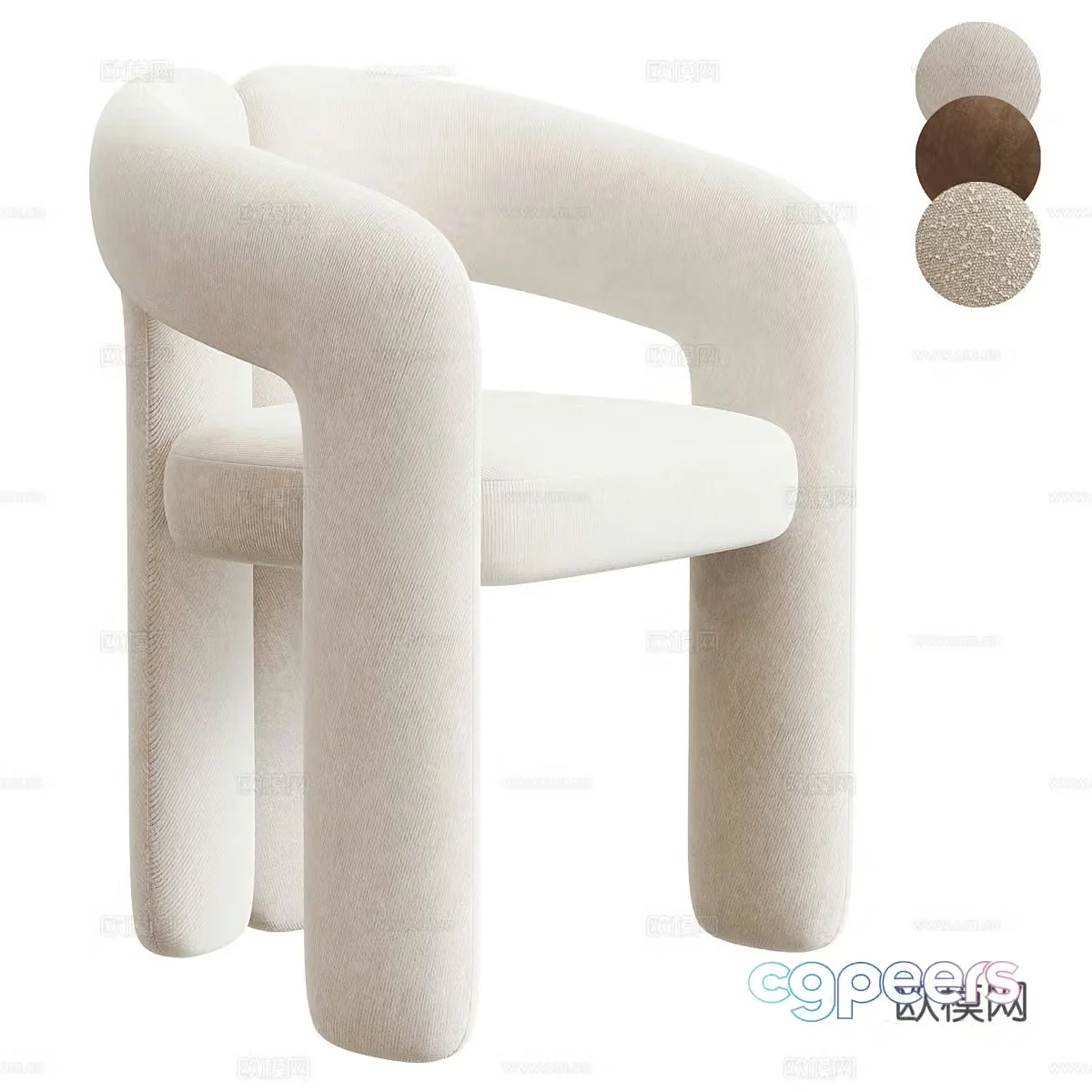 Modern Cream Dudet Armchair 3d Model