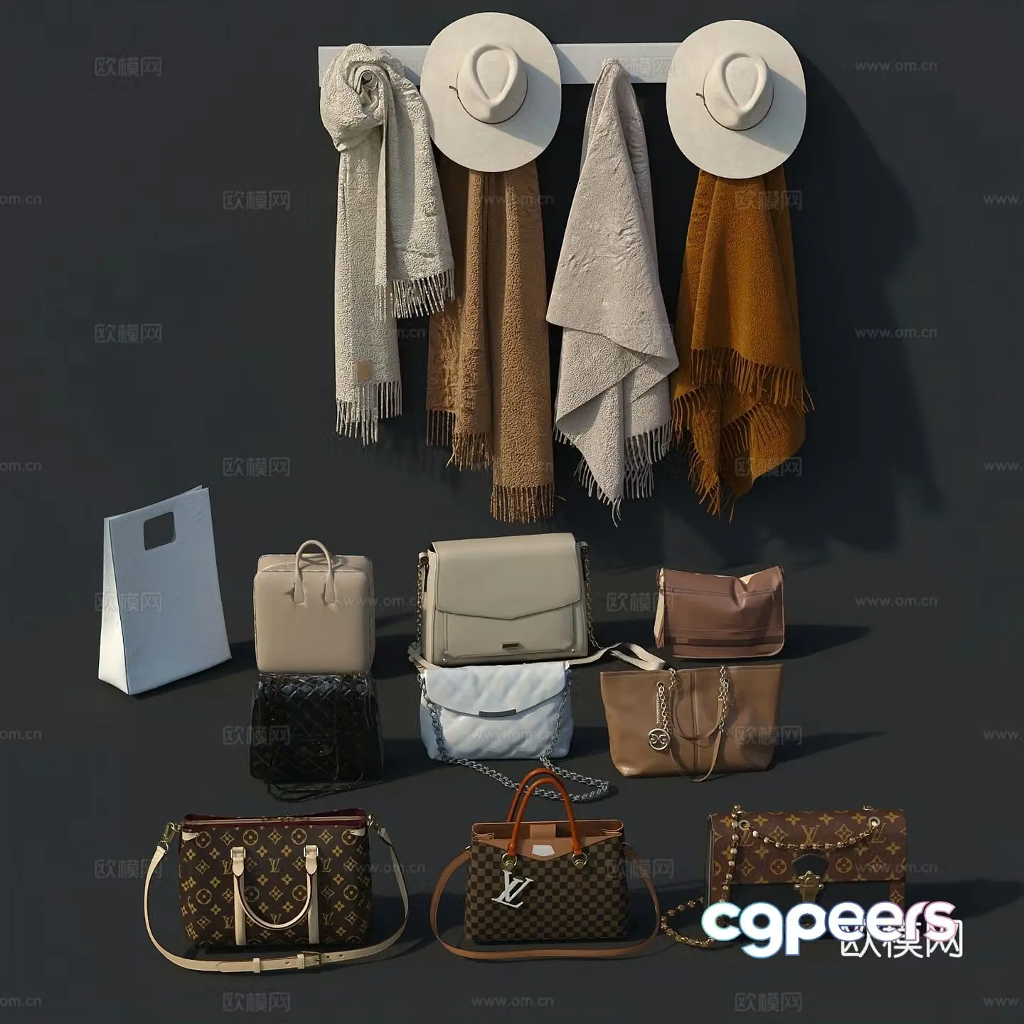 Clothes shoes bag business card bag girls clothes 3d model