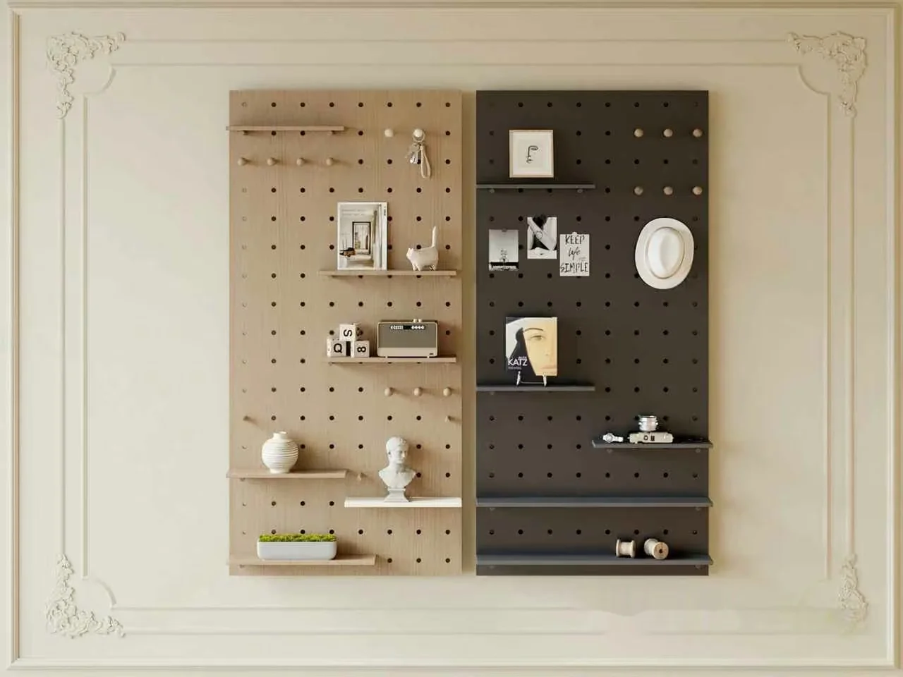 Wooden Pegboard Wall Decor 3D Model – 20299 – CORONA Render