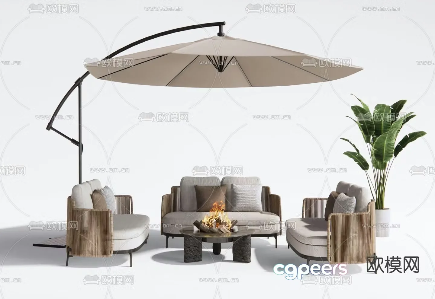 Solaria outdoor sofa modular sofa 3d model