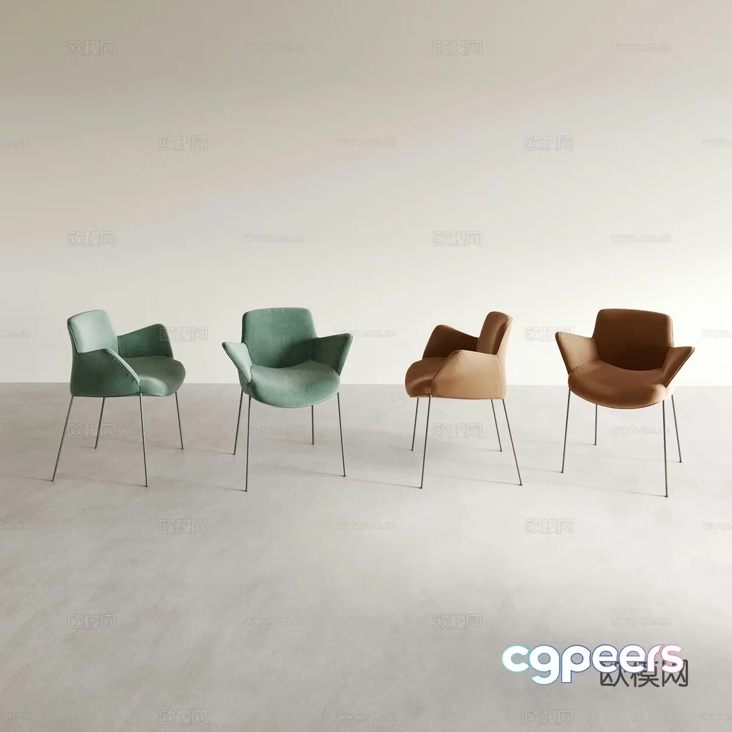 Modern dining chair tea chair leisure chair 3d model