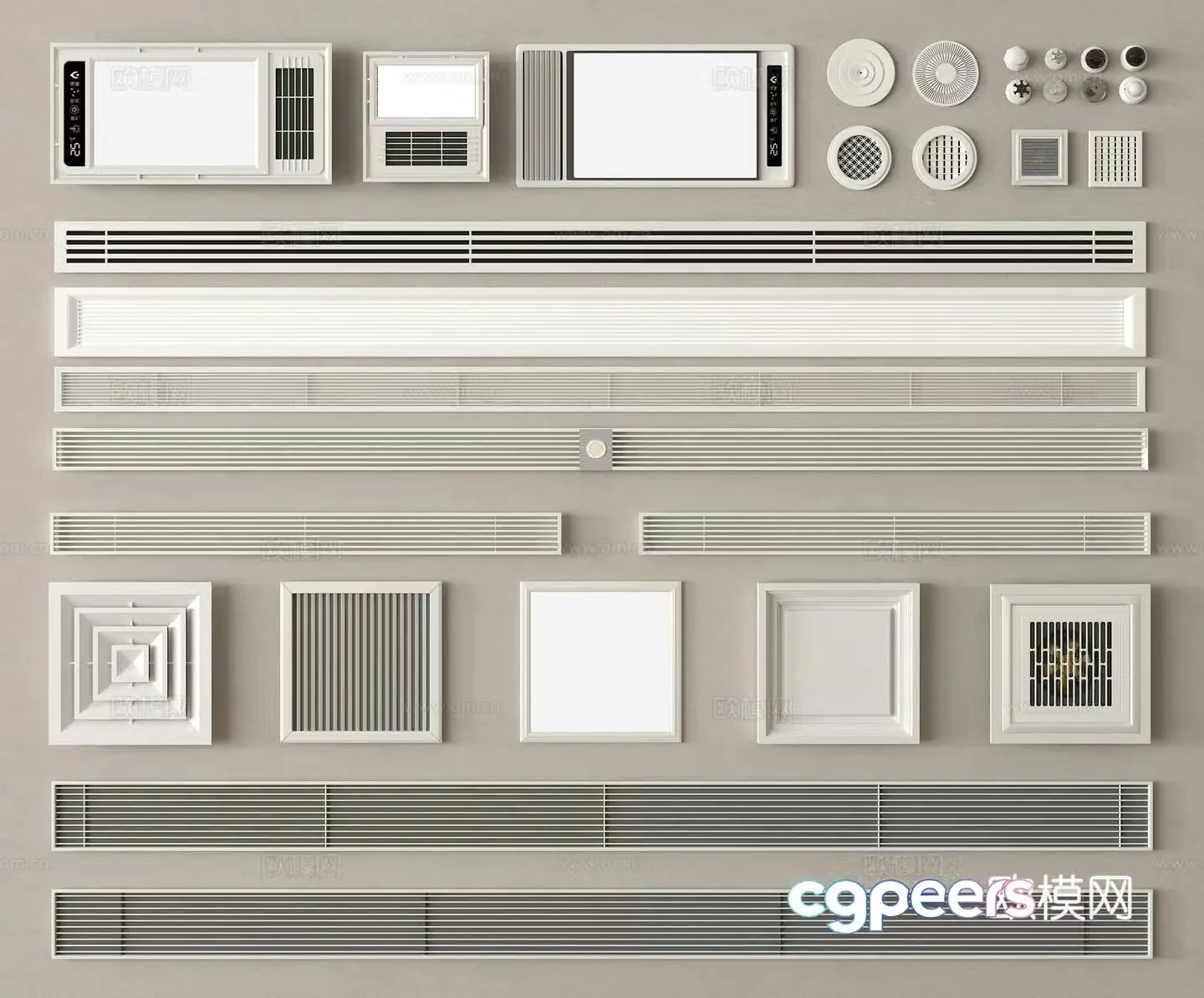 Air conditioning air outlet Central air conditioning Bath heater Exhaust air outlet 3D model