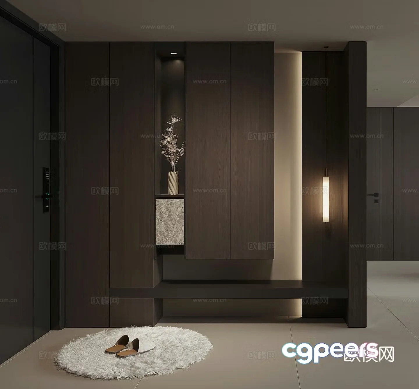 Modern home entrance shoe cabinet 3D model