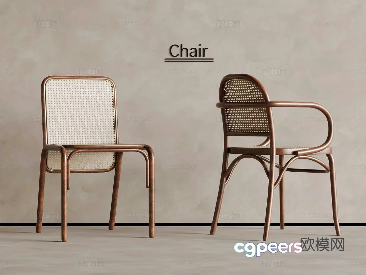 Medium style single chair casual chair rattan chair 3d model