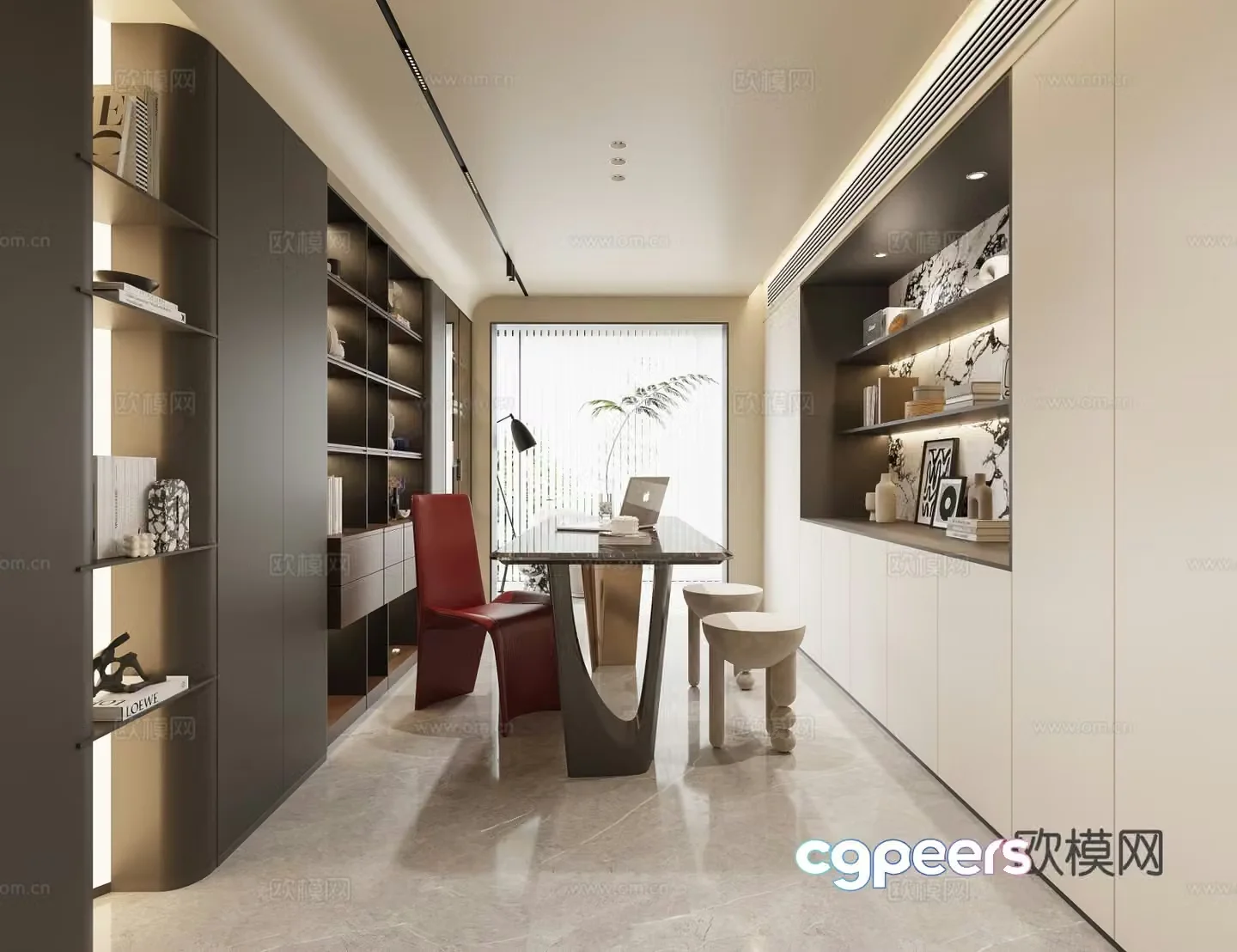 Modern study room 3d model