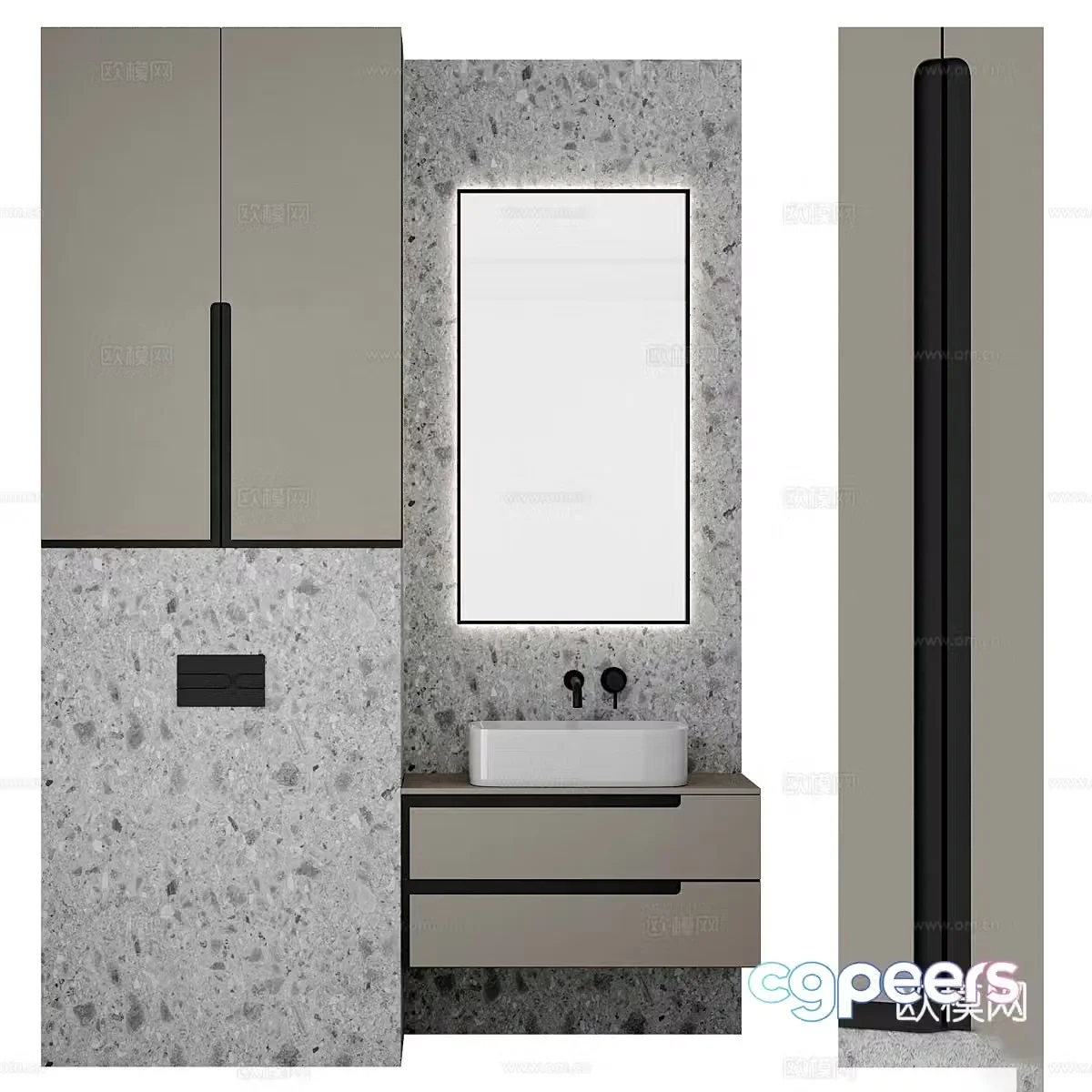 New Chinese style bathroom cabinet 3D model