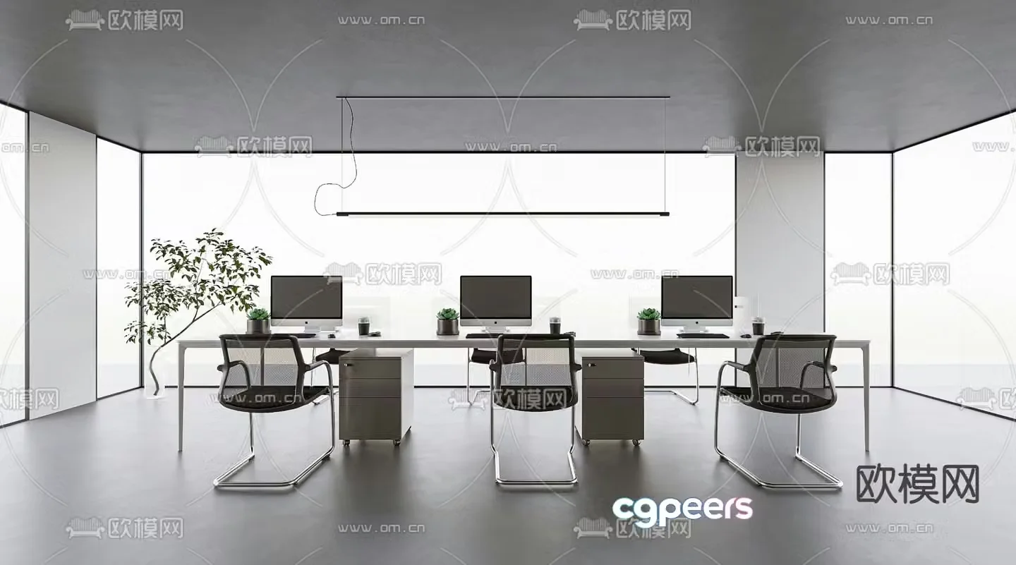 Office desk and chair workstation 3d model