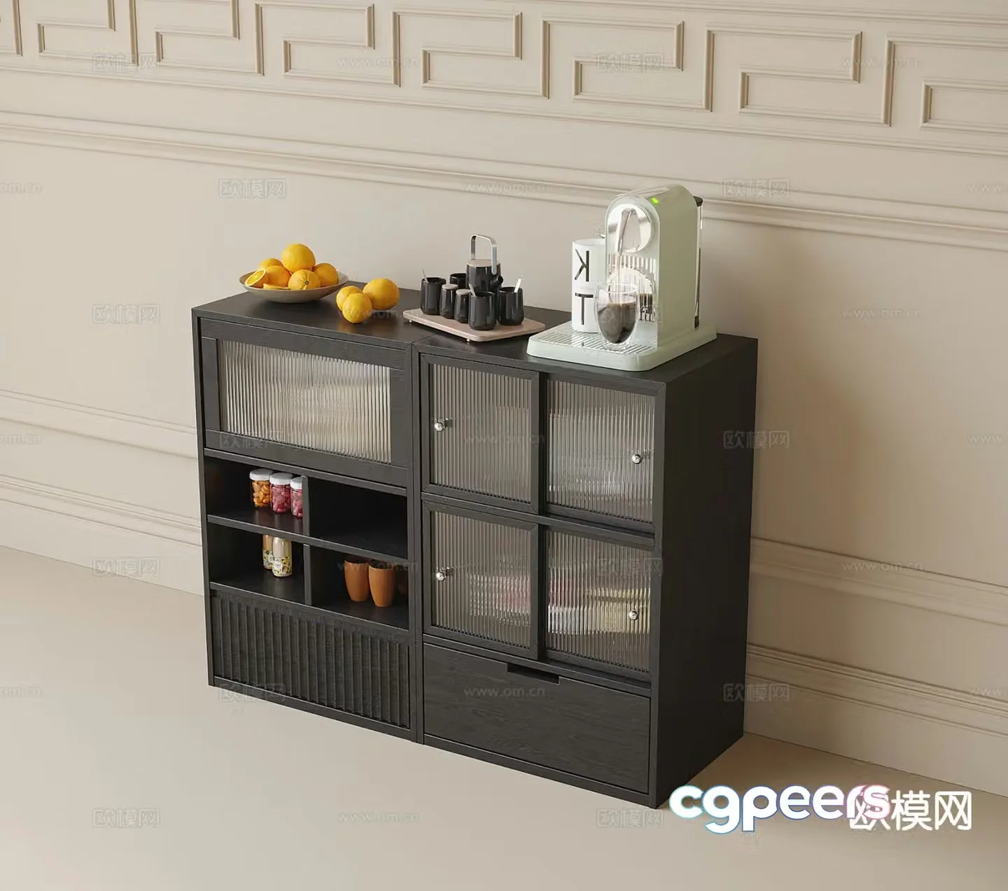 French low cabinet sideboard sideboard cupboard 3D model