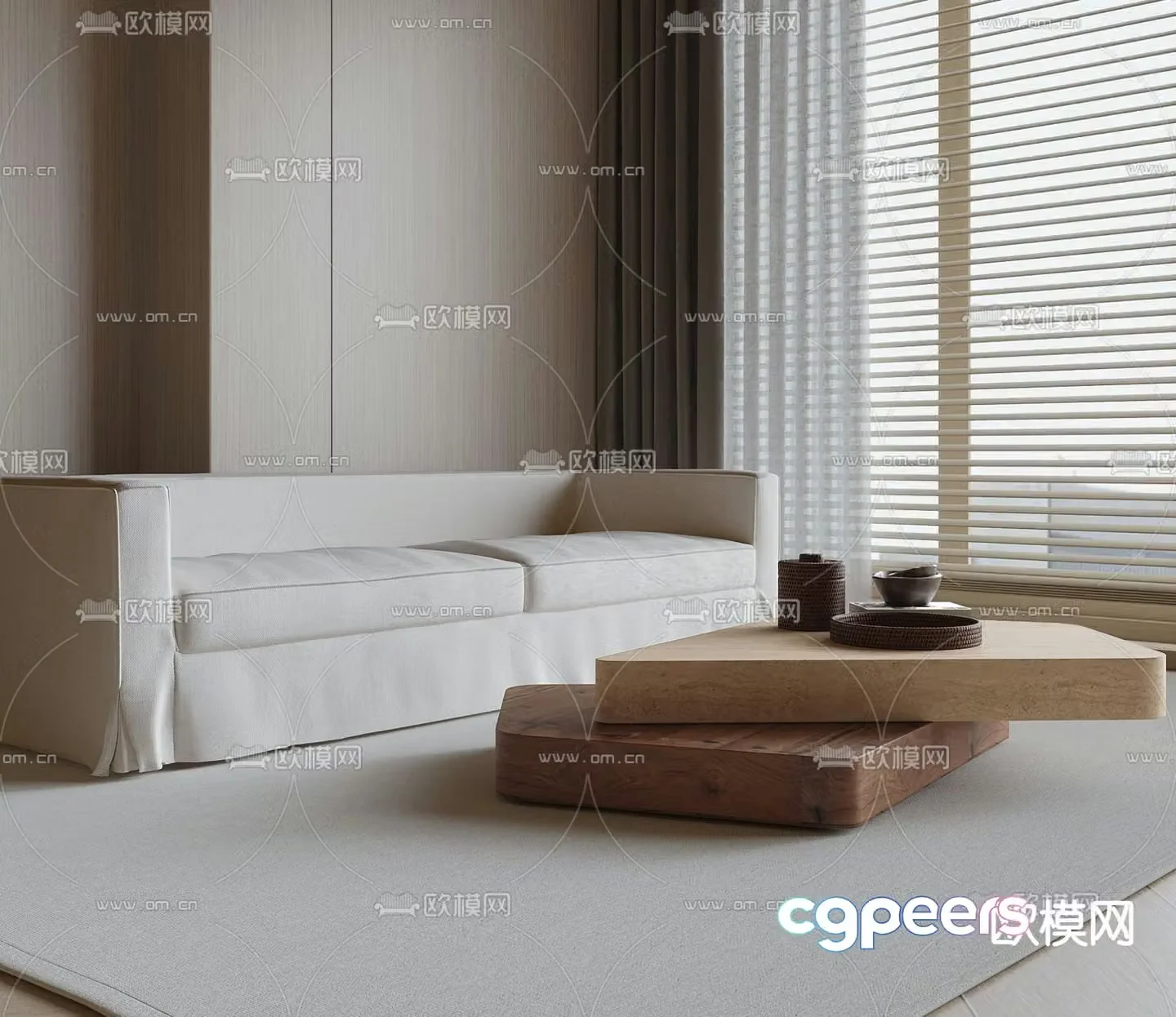 Log coffee table mother-and-child coffee table 3d model