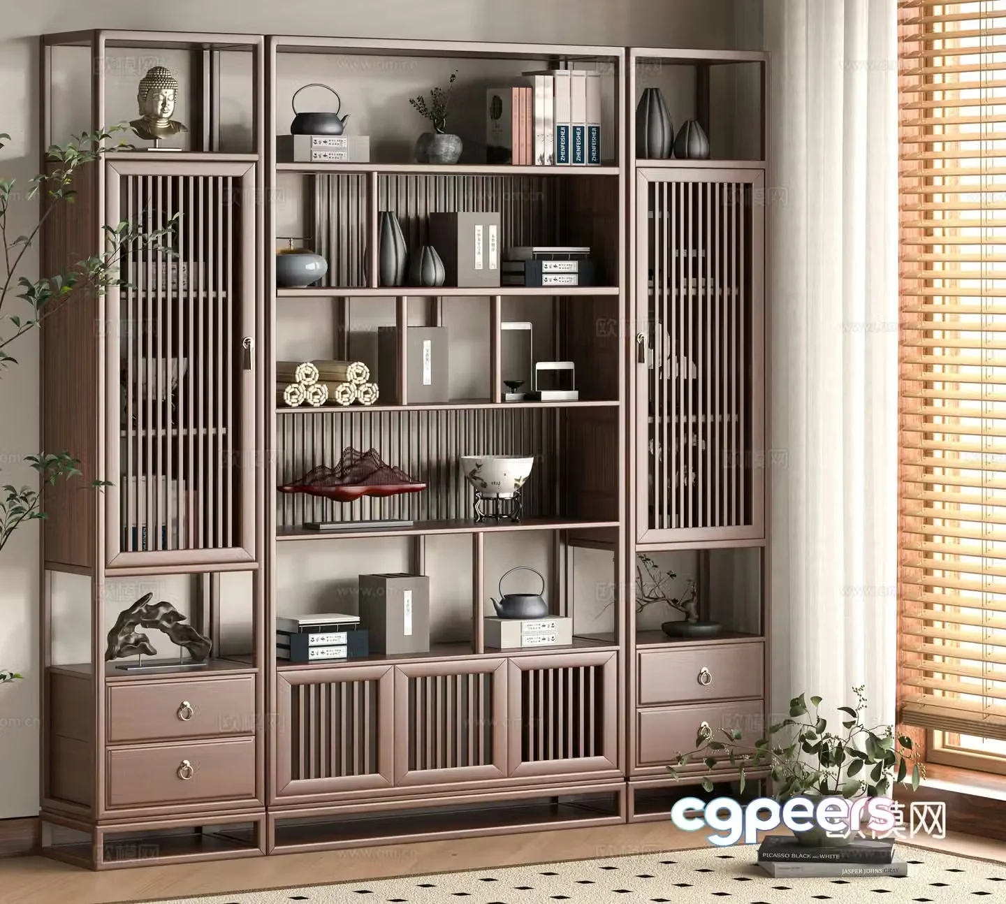 Middle-aged style Bo Ancient Shelf 3D Model
