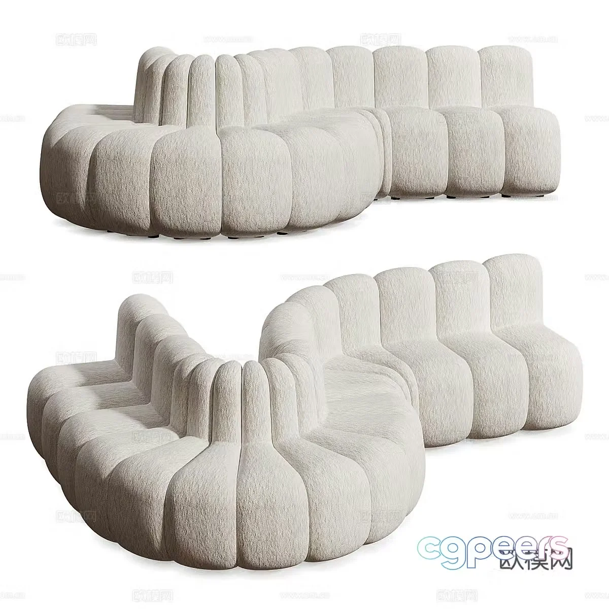 Modern Cream Style Jagger Dining Combination Sofa 3D Model
