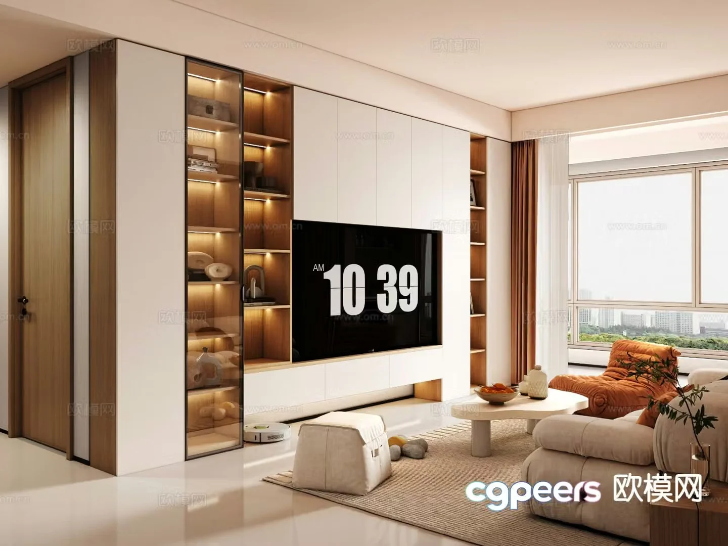 Cream style living room 3d model