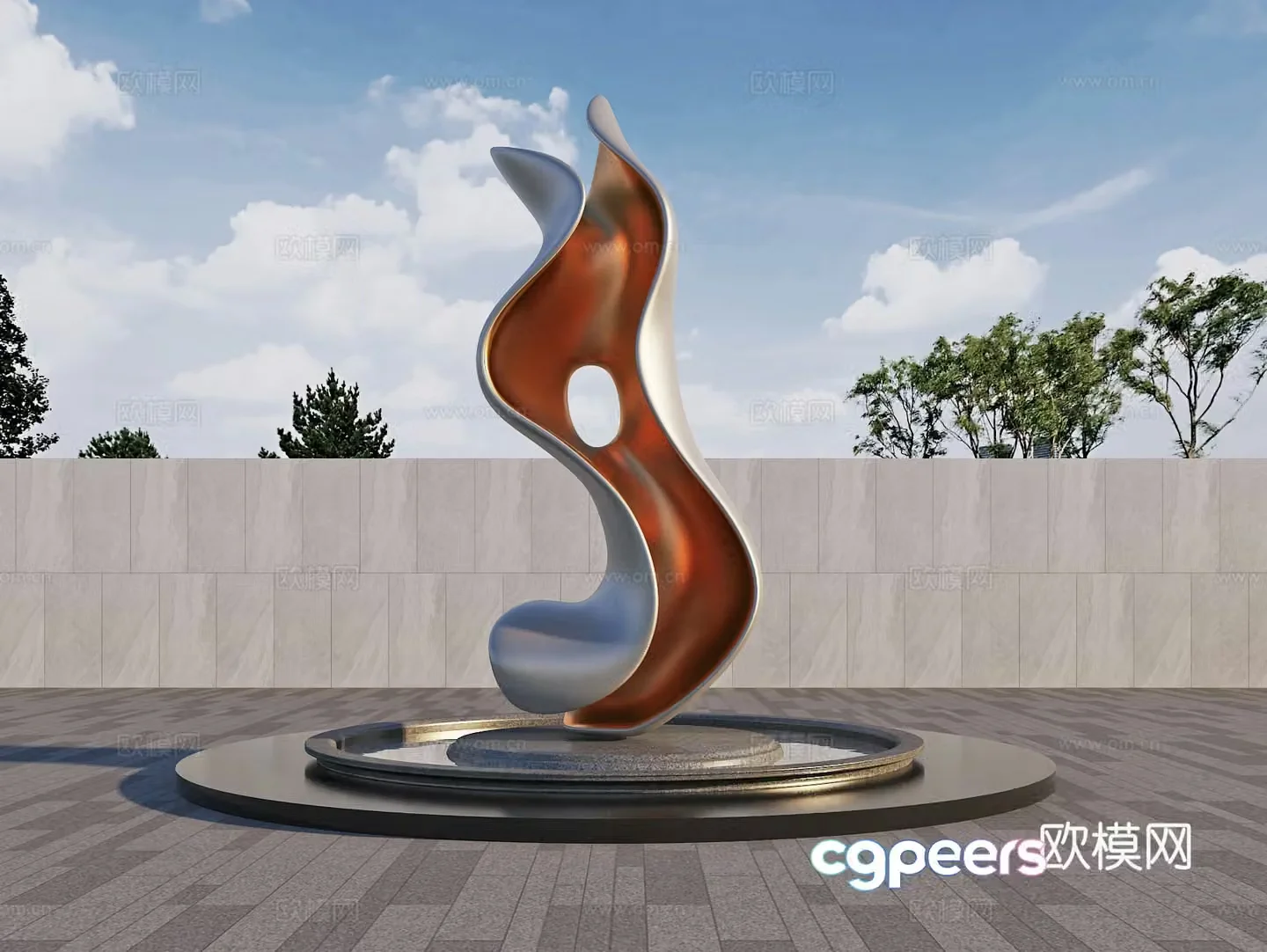 Square installation Sculpture Landscape Art sketch 3d model