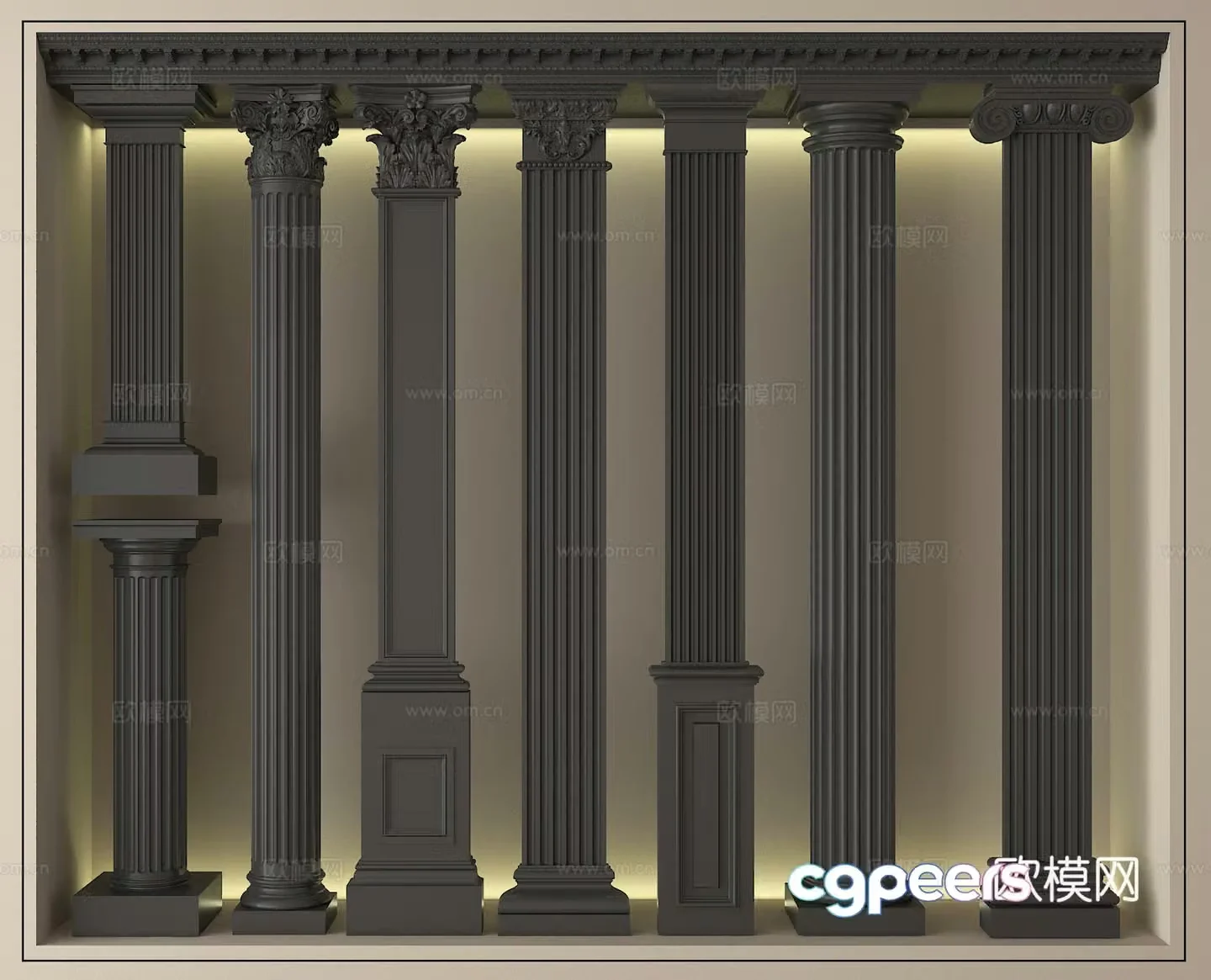 Roman columns pillars door columns 3D model