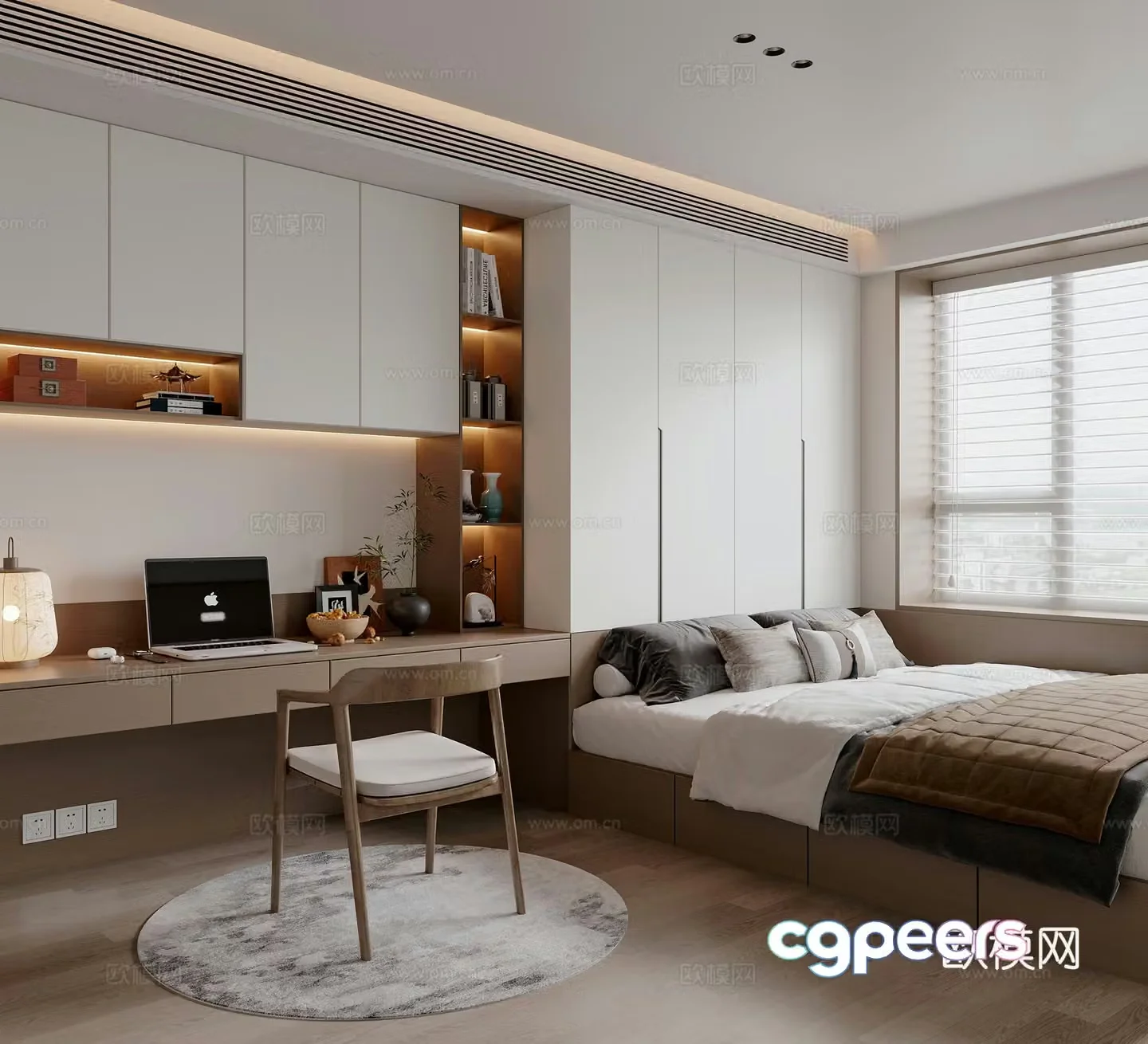 New Chinese Song style tatami bedroom 3D model