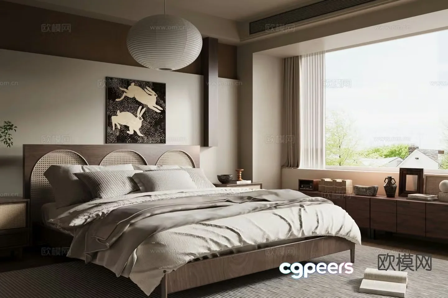 Middle-aged double bed 3D model
