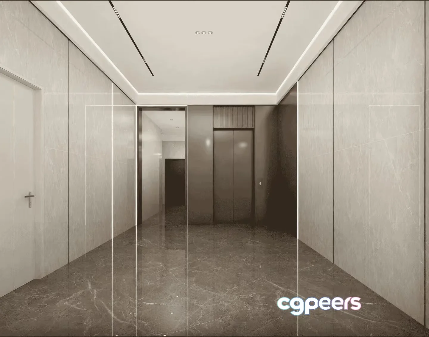 Modern Elevator Lobby 3D Model – 9821 – VRAY Render