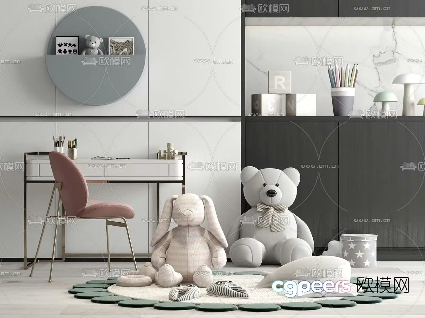 Modern children’s doll desk chair 3d model
