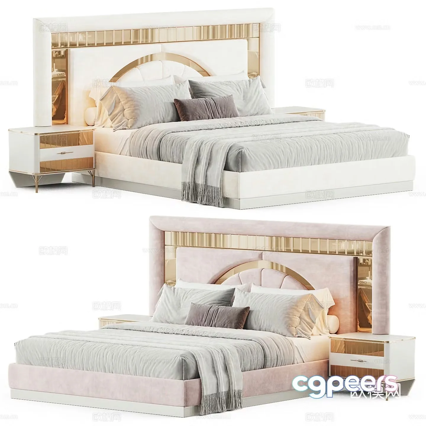 Italian double bed 3d model 3d model