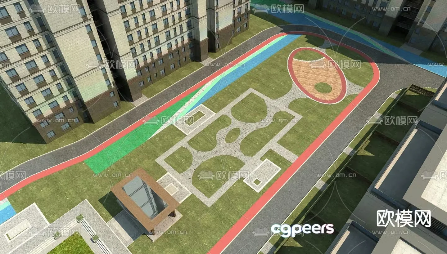 Community landscape residential landscape 3d model