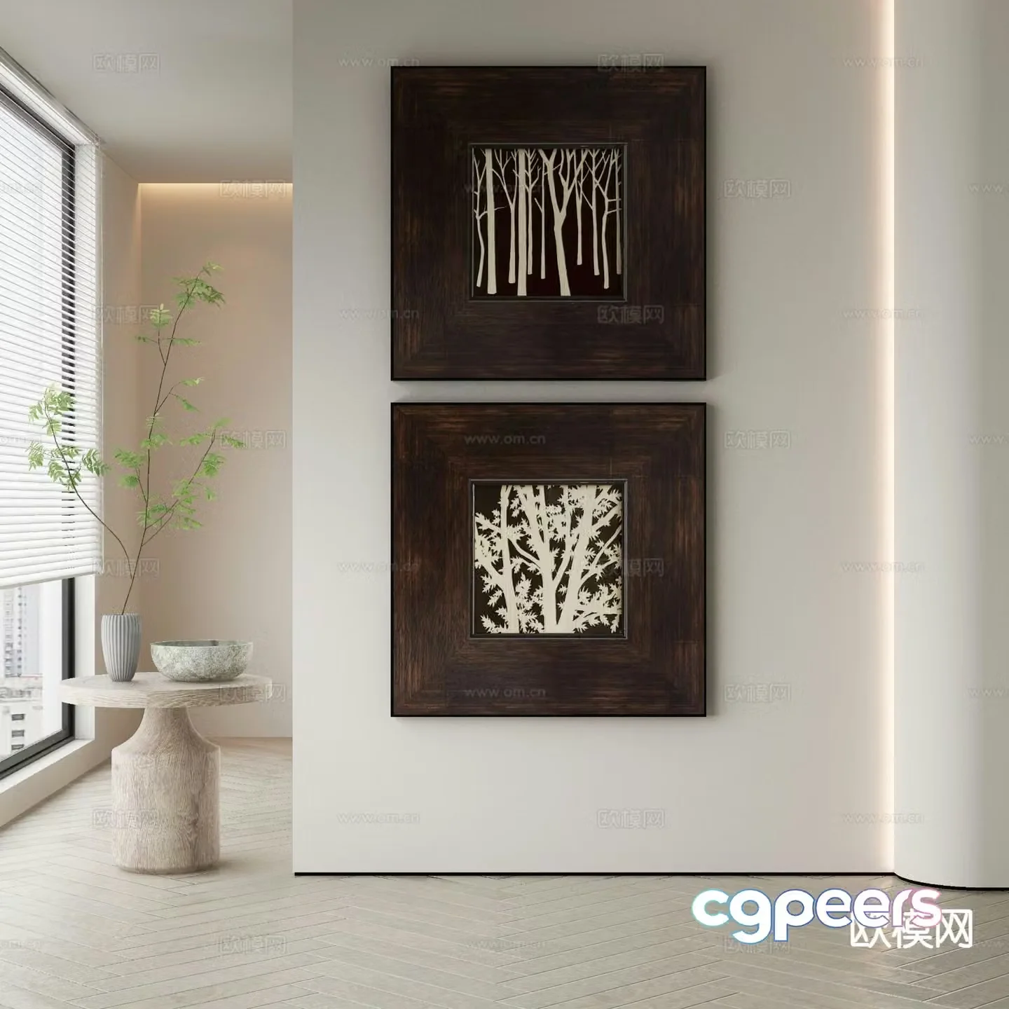 Wabi-sabi art painting plant painting decorative painting 3D model