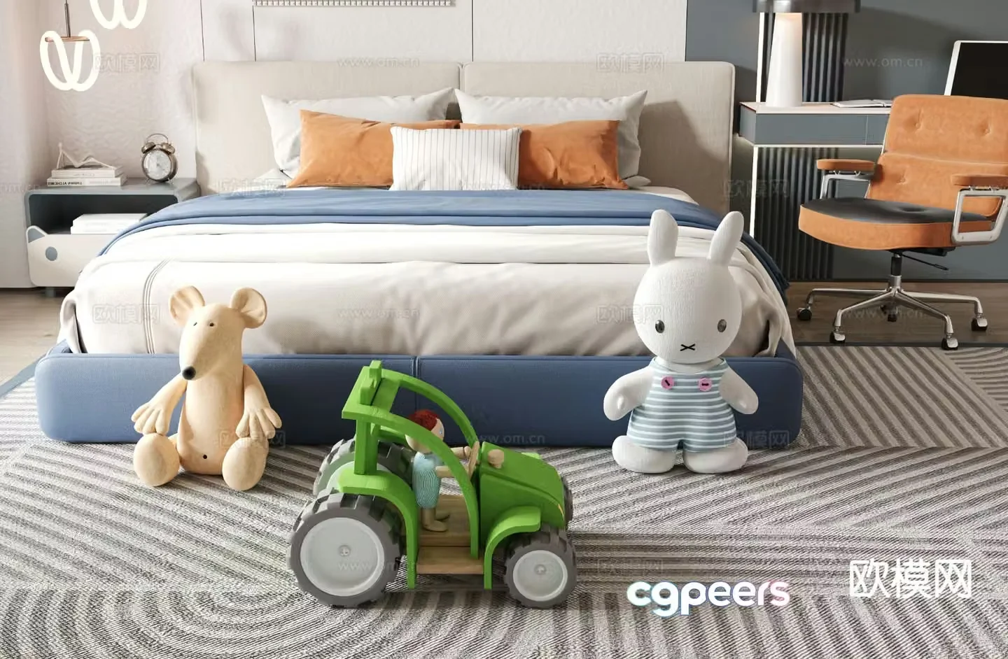 Modern children’s bed double bed 3d model