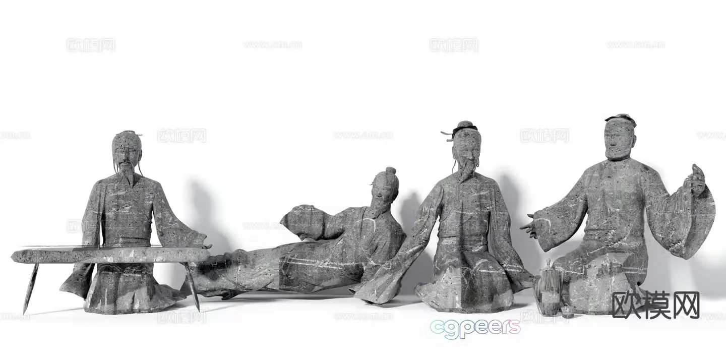 Ancient sculptures celebrity sculptures square sculptures 3D model