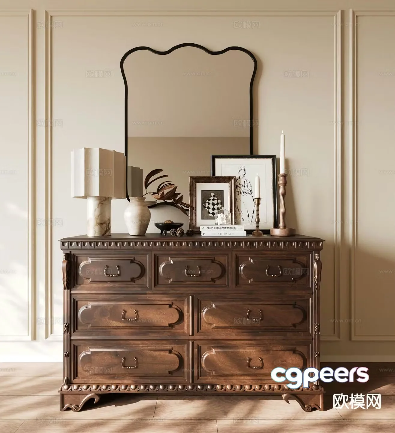 American side cabinet entrance cabinet 3d model