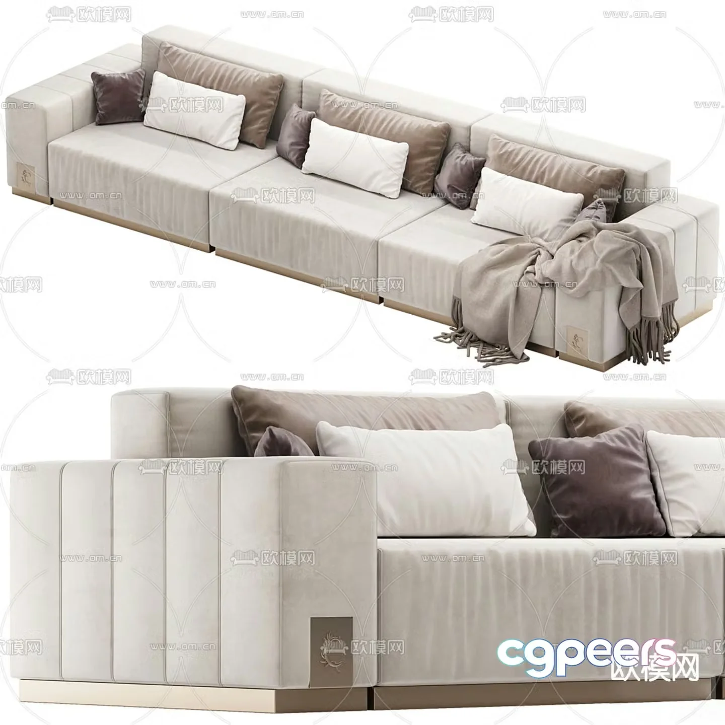 Modern three-seat sofa 3d model